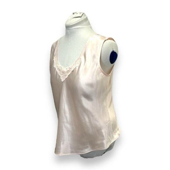 Escapades Vintage Women’s Sleeveless Lace Trim Cami Tank, Pink, size XL - Picture 3 of 9